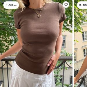 NWOT Djerf Avenue Daily T-Shirt Ribbed Cocoa